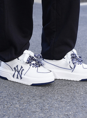MLB厚底休闲鞋白色皮面板鞋2026春新款男女显高鞋学长鞋3ASXM046N