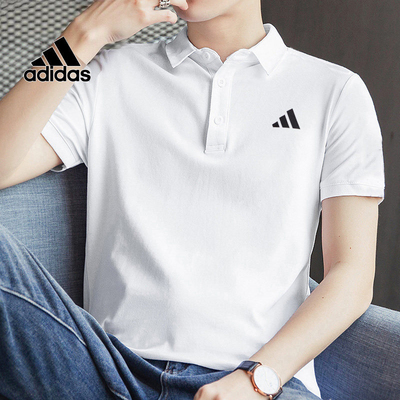 阿迪达斯速干短袖男装上衣夏季新款白色健身训练T恤POLO衫HR8729