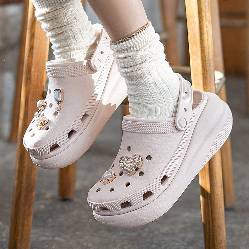 crocs官方旗舰店卡骆驰泡芙洞洞鞋女鞋夏季新款包头拖鞋厚底凉鞋