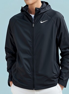 正品Nike耐克男装防风夹克休闲跑步健身服拉链开衫连帽外套BV4871