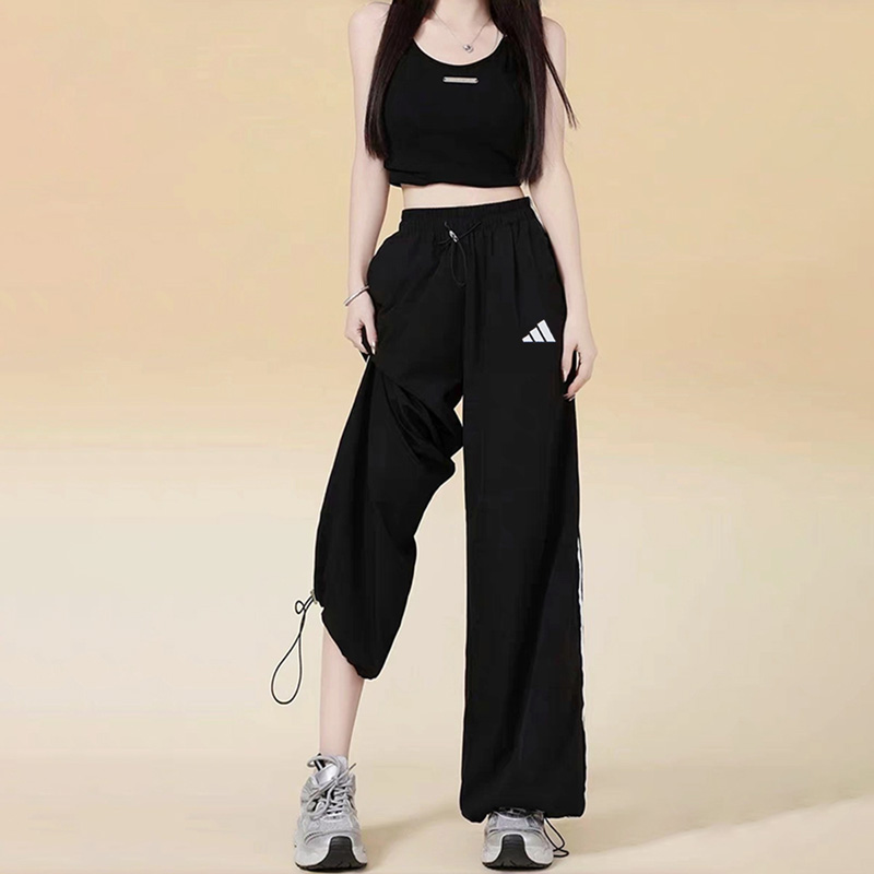 阿迪达斯梭织长裤女2025秋季新款休闲运动裤复古阔腿直筒裤JE1306