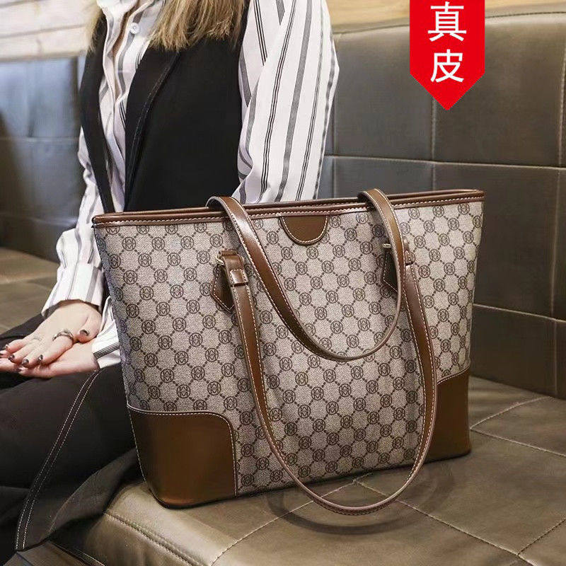 真皮大包包2025春夏新款潮包包女大容量托特包单肩手提包通勤女包