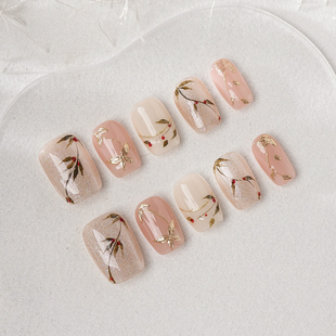 Piggy【相思红豆】手工穿戴甲手绘新中式猫眼简约日常显白短甲