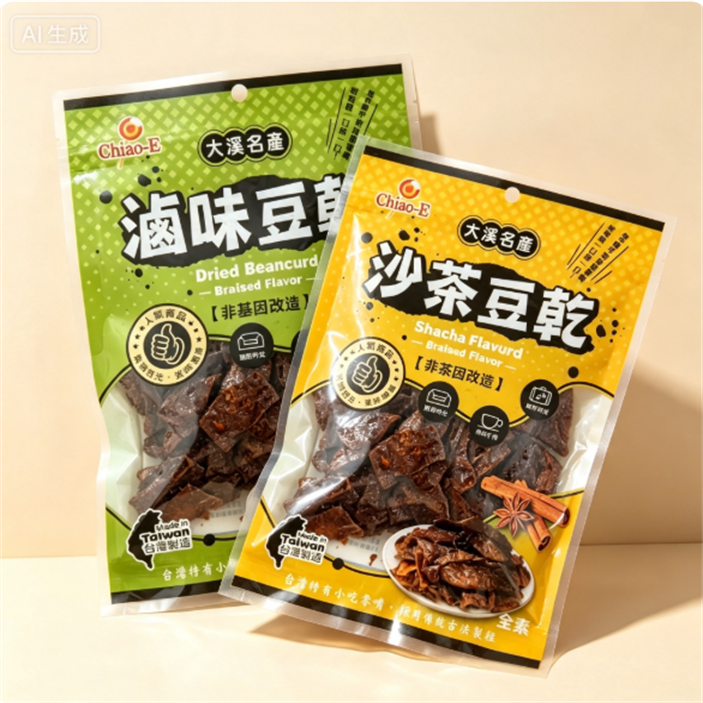 台湾豆干零食大溪名产 沙茶黑胡椒卤味辣沙茶蒜条子豆干 非基改