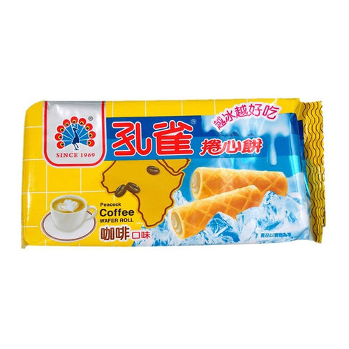 包邮台湾进口乖乖孔雀卷心酥咖啡