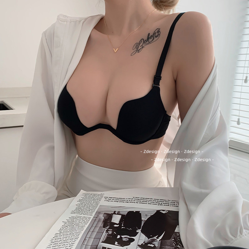 辣妹风深V内衣女性感半杯小胸聚拢收副乳防下垂文胸大胸上托胸罩