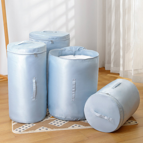 轻奢缎面纯色双向拉链被子收纳袋