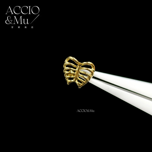 ACCIO&Mu镀金钛合金骨架耳钉0.9内牙暗黑甜酷16g耳骨钉穿刺饰品