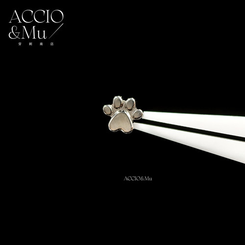 ACCIO&Mu钛合金F136可爱猫爪耳钉16g顶装0.9牙内螺纹恶魔钉耳骨钉