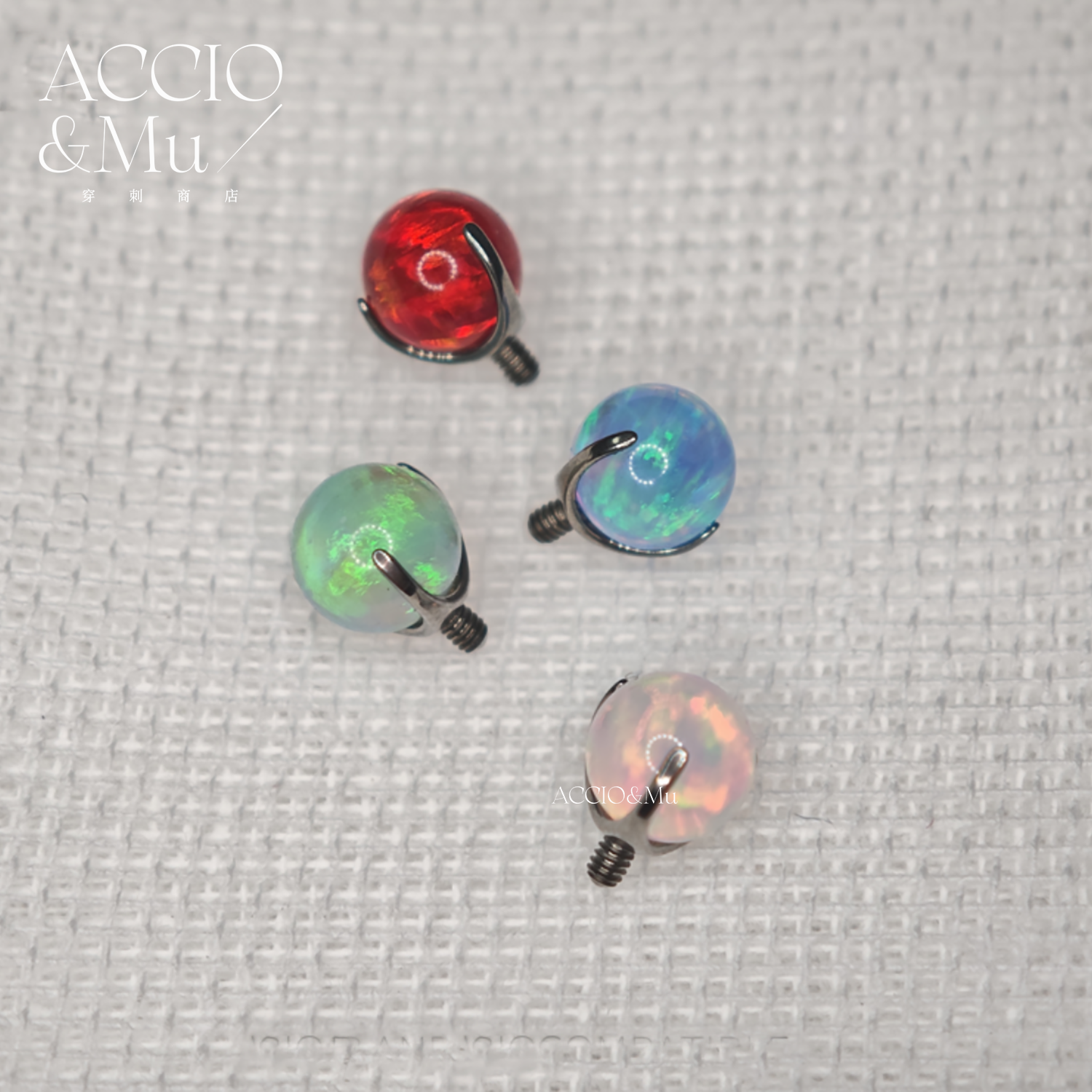 ACCIO&Mu医用f136植入级钛合舌钉1.2牙内螺纹极光澳宝球舌钉饰品