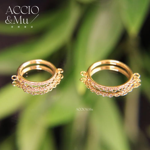 ACCIO&Mu半钻侧镶链条圆圈耳环镀金钛合金无缝圆环daith环鼻中隔