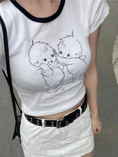 BM新款 短袖 美式 小天使t恤女bm纯棉修身 上衣潮 宋祖儿同款 Brandy