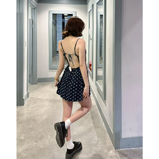 BM小海鸥新款法式复古波点吊带连衣裙女夏收腰显瘦气质短裙子辣妹