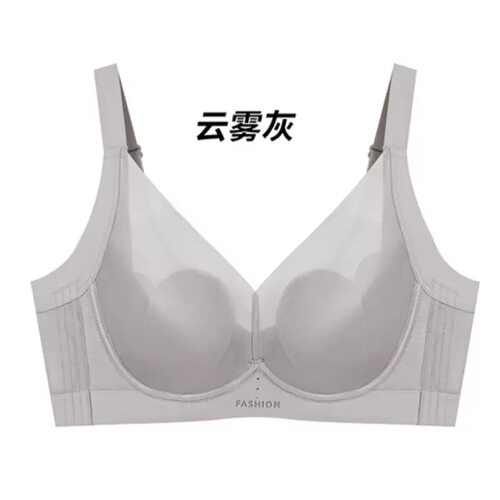 丁茜雨内衣女大胸显小超薄水晶款纯色聚拢调整型CD杯光面文胸罩