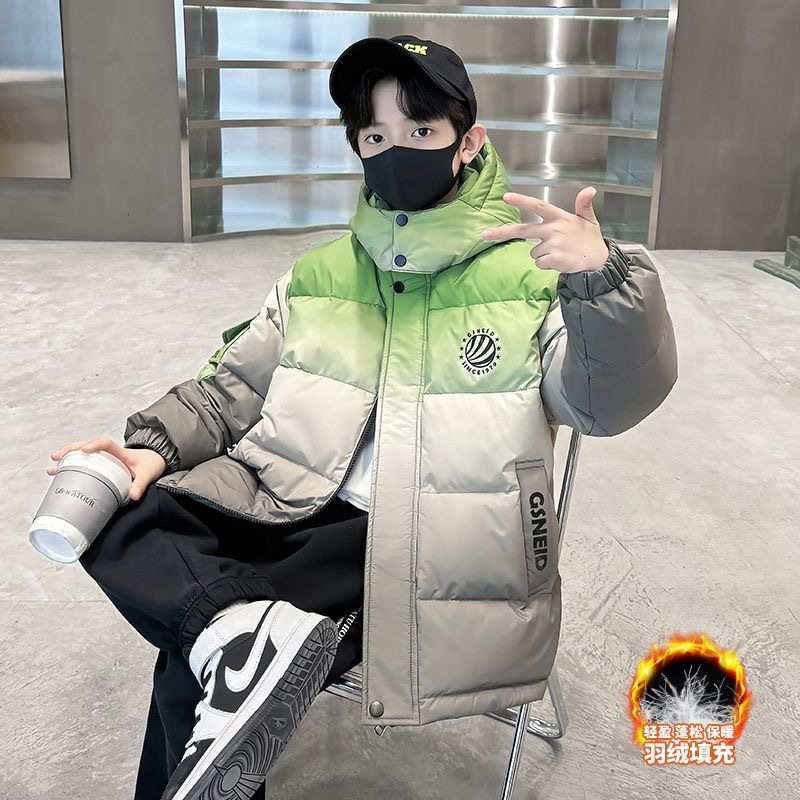 左西正儿童装男童羽绒服冬装新款中长款男孩冬季大童外套秋冬款加