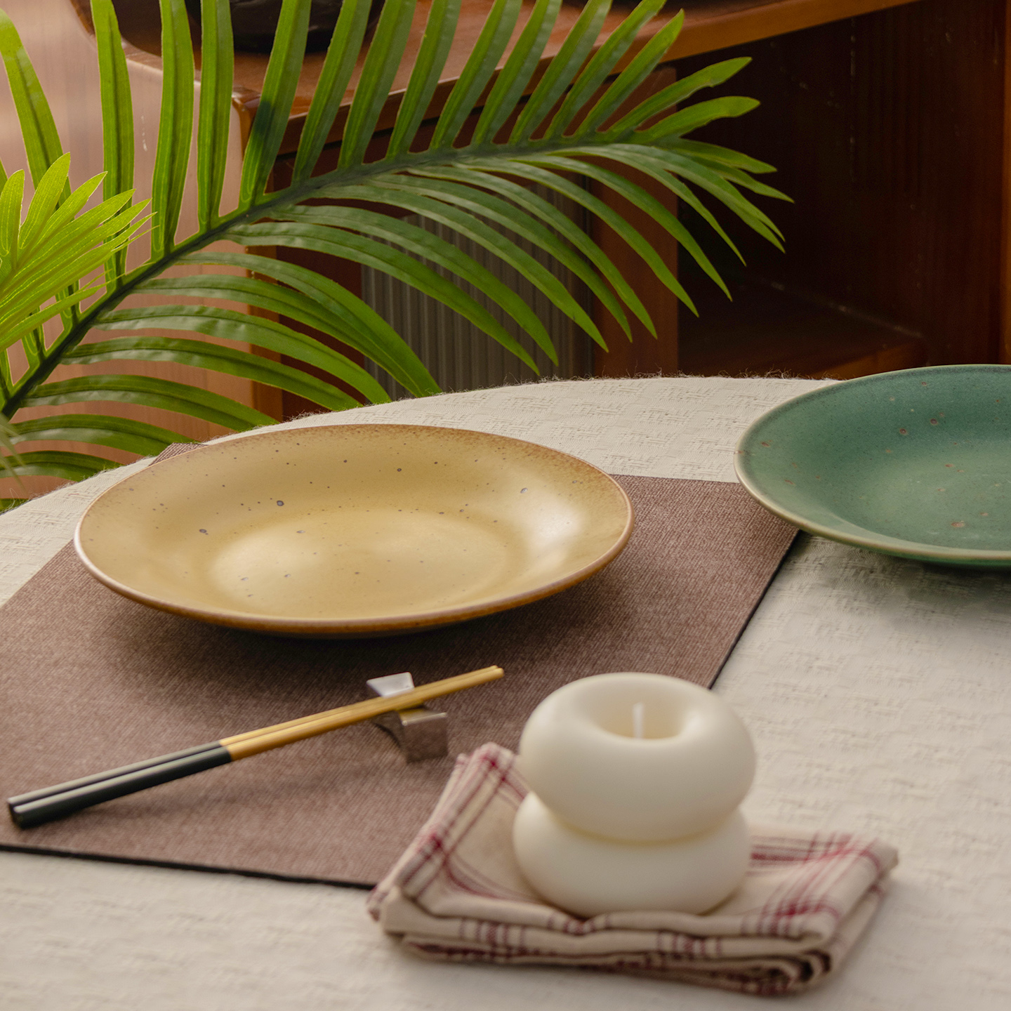 日式复古手工粗陶9英寸餐盘菜盘