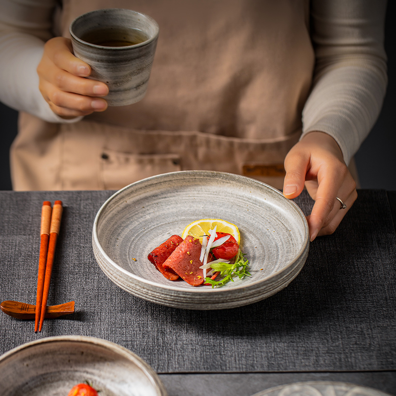 莳绘金缮粗陶餐具碗碟套装家用