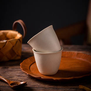 莳绘金缮景德镇手工粗陶白糯哑光茶杯功夫茶水杯主人杯单个品茗杯