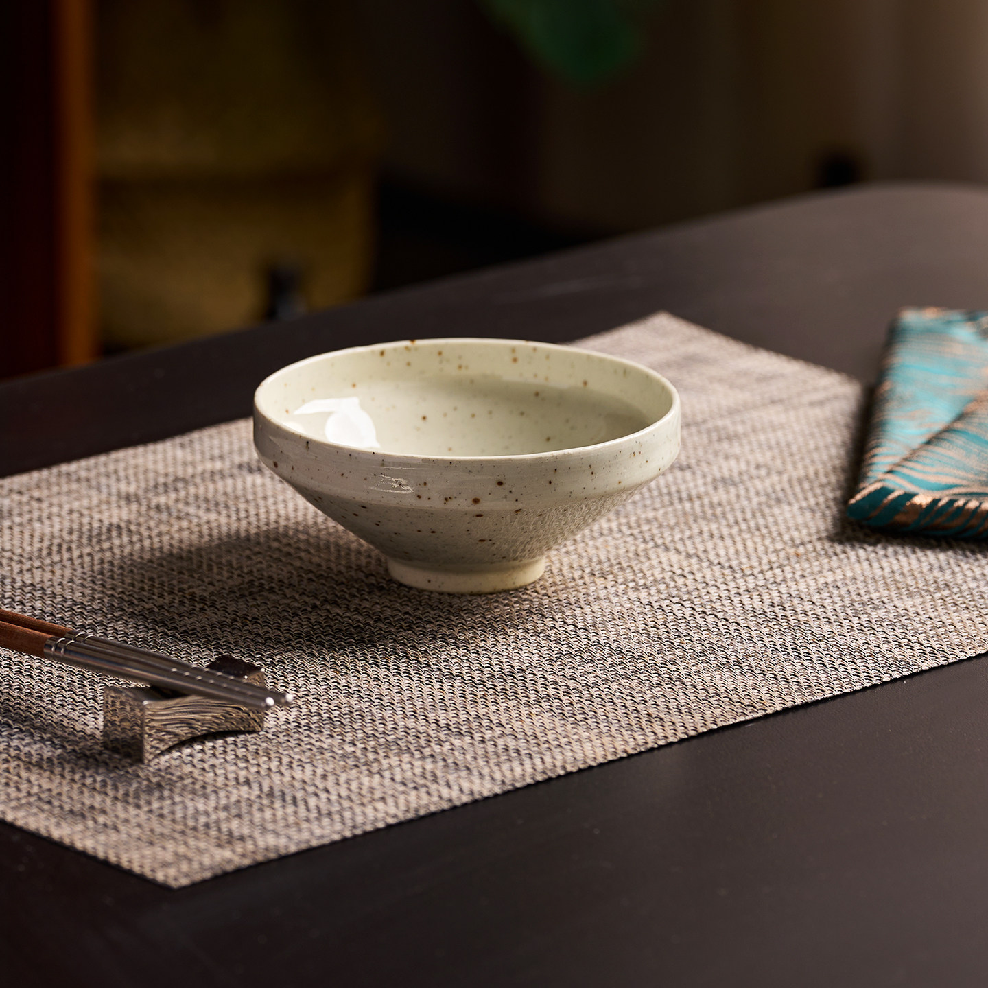 莳绘金缮日式侘寂风陶瓷5寸手工粗陶直口碗白麻点汤碗家用米饭碗