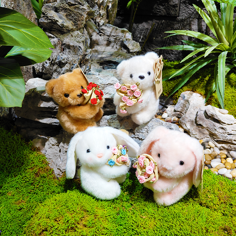 鼻涕熊玫瑰小熊可爱兔子毛绒玩偶公仔桌摆陪伴掌中宝儿童女生礼物