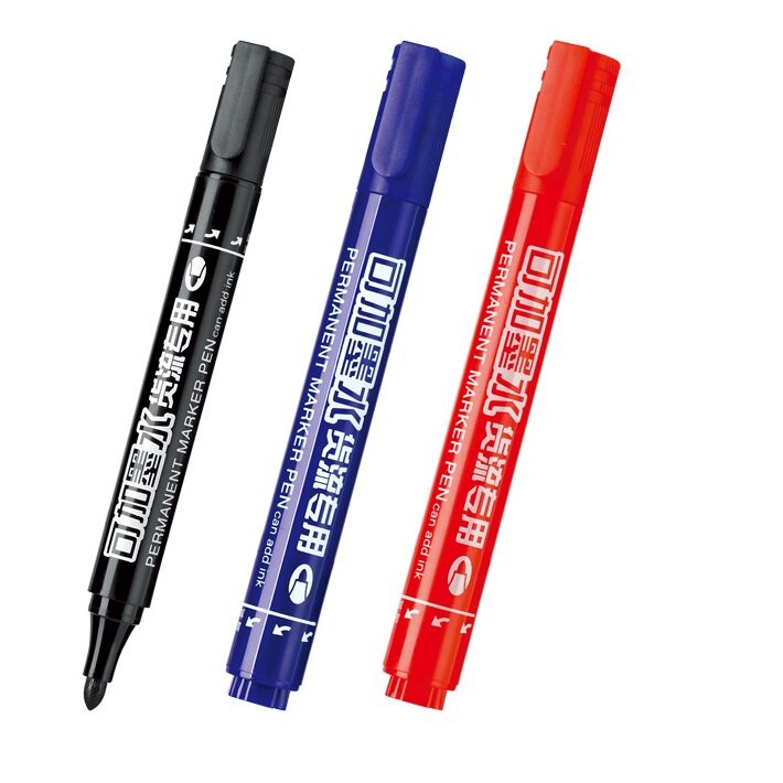 3支包邮金万年记号笔 油性 永久性不褪色防水可加墨水 黑蓝红色