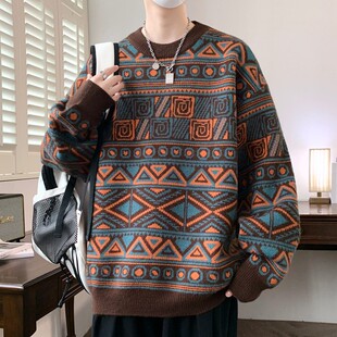 高级感毛衣男秋冬季新款潮牌慵懒宽松针织打底衫加厚男款保暖线衣