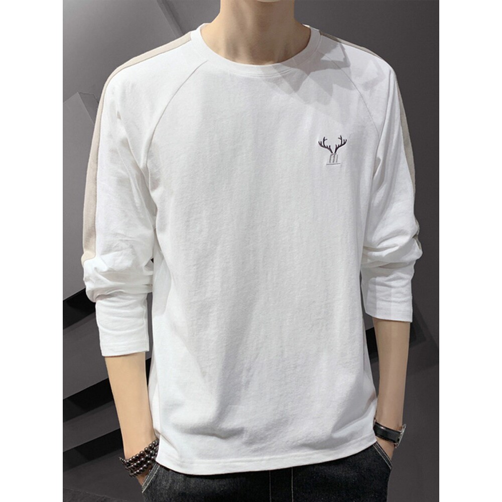 男士长袖t恤纯棉春秋季新款打底衫上衣潮牌宽松休闲百搭圆领卫衣