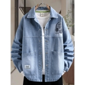 牛仔外套男春秋季 连帽夹克青少年高中学生帅气休闲上衣服 2026新款