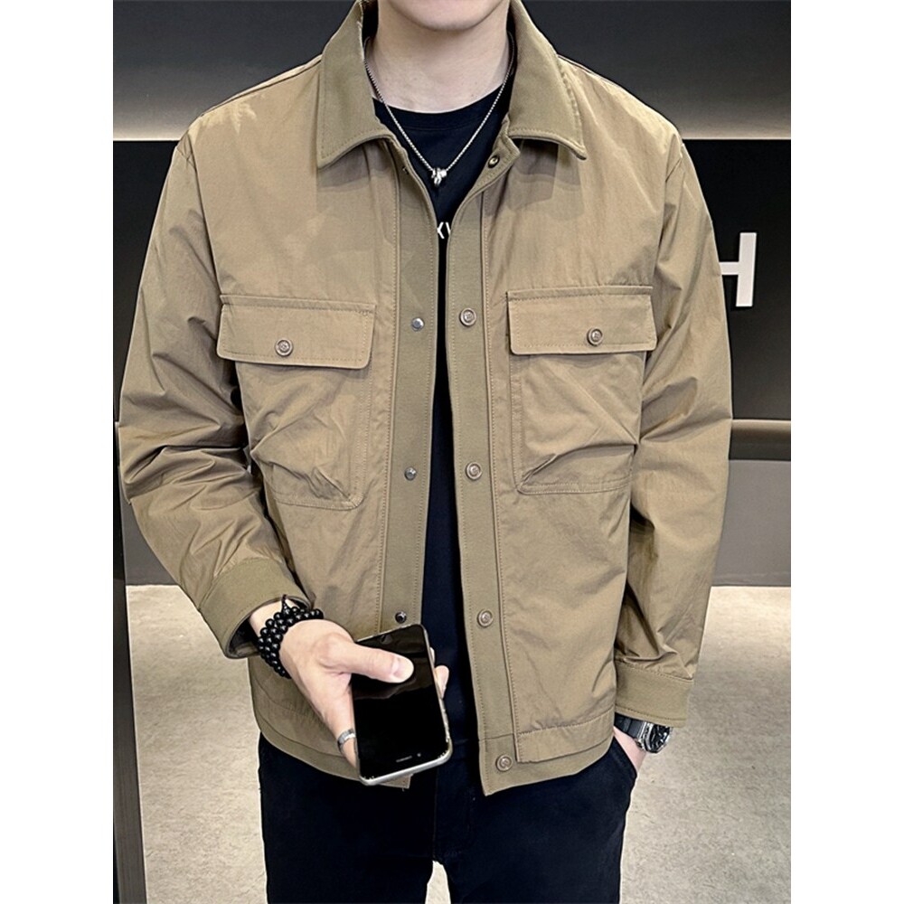 衬衣式外套男士二棉春装2026新款潮流修身高端翻领夹克春秋款男装