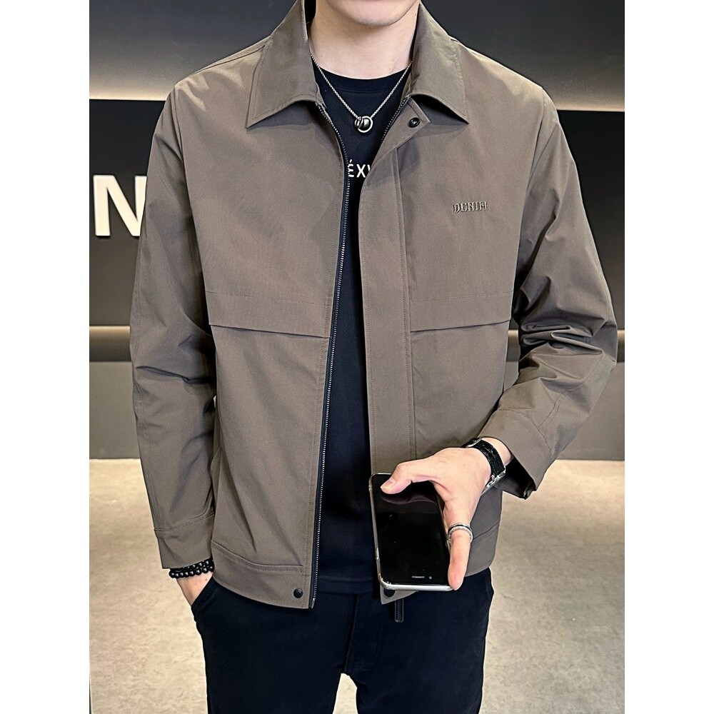 翻领外套男士轻熟风春装上衣服2026新款潮流修身春秋行政夹克男款