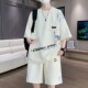 短裤 男孩青少年学生国潮风短袖 宽松搭配一套痞帅衣服 冰丝套装 夏季