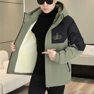 冲锋衣外套男款秋冬季加绒加厚连帽夹克男装潮牌休闲保暖工装上衣