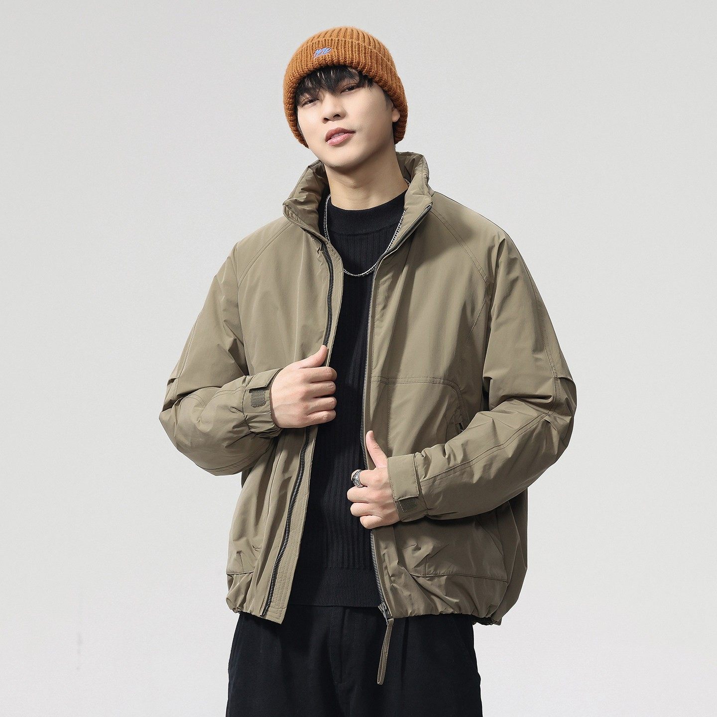 立领秋冬装二棉外套男士2025新款潮流修身加棉加厚工装夹克棒球服,运动服/休闲服装,运动套装,淘宝优惠券,粉丝福利购,淘宝优惠卷