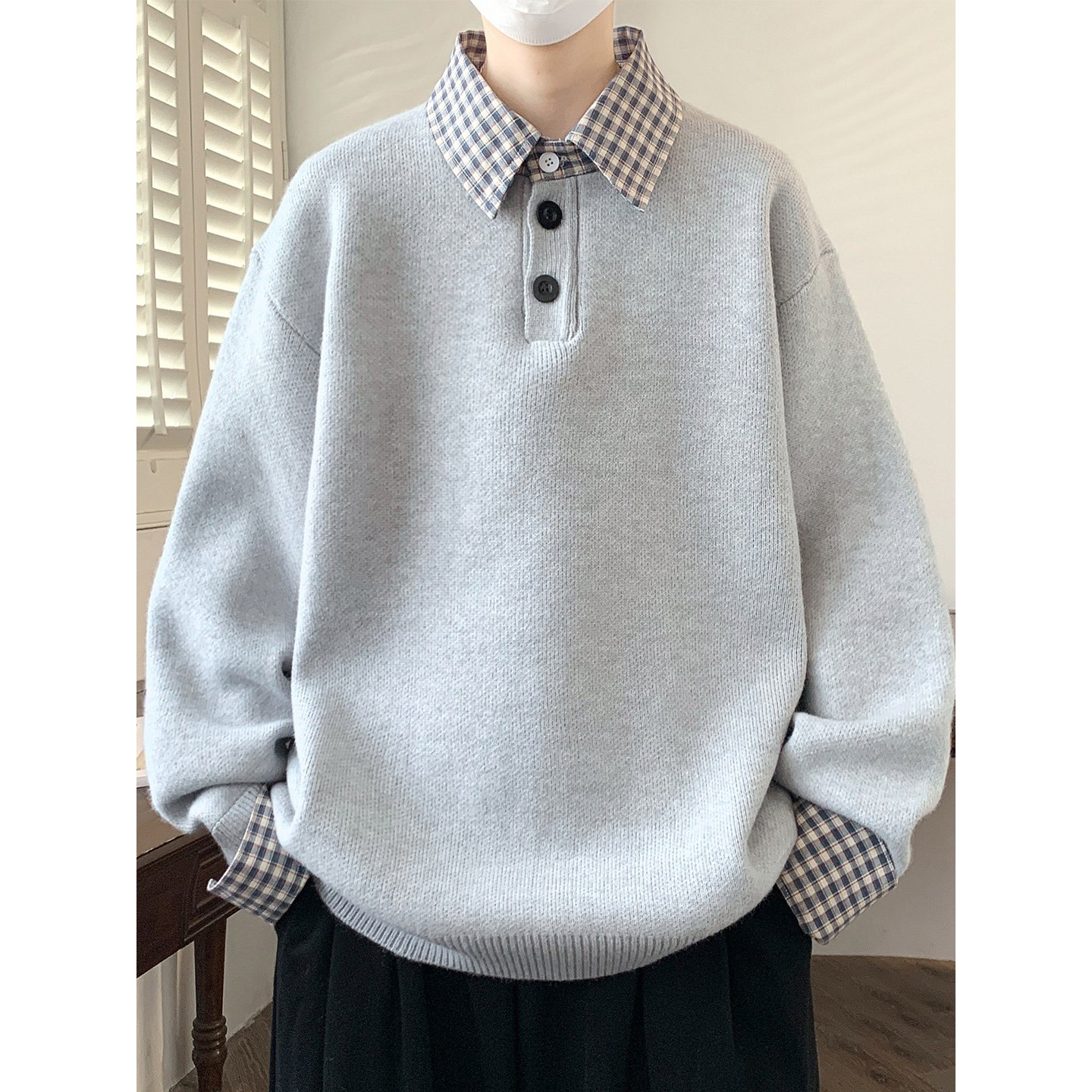 美式格子polo衬衫领毛衣男秋冬季休闲学院风加厚假两件针织衫线衣,户外/登山/野营/旅行用品,作训外套/套装/野战套装,淘宝优惠券,粉丝福利购,淘宝优惠卷