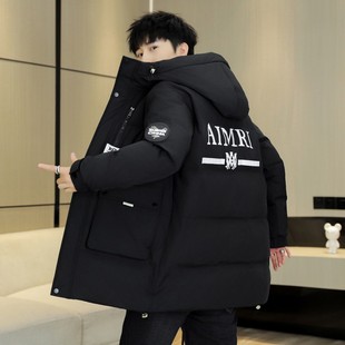 冬季青少年中长款棉衣外套男孩初中高中学生羽绒棉服大童冬装棉袄