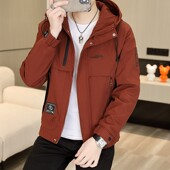 外套薄款 休闲连帽夹克男潮流帅气工装 纯色百搭冲锋衣 2025新款 春季