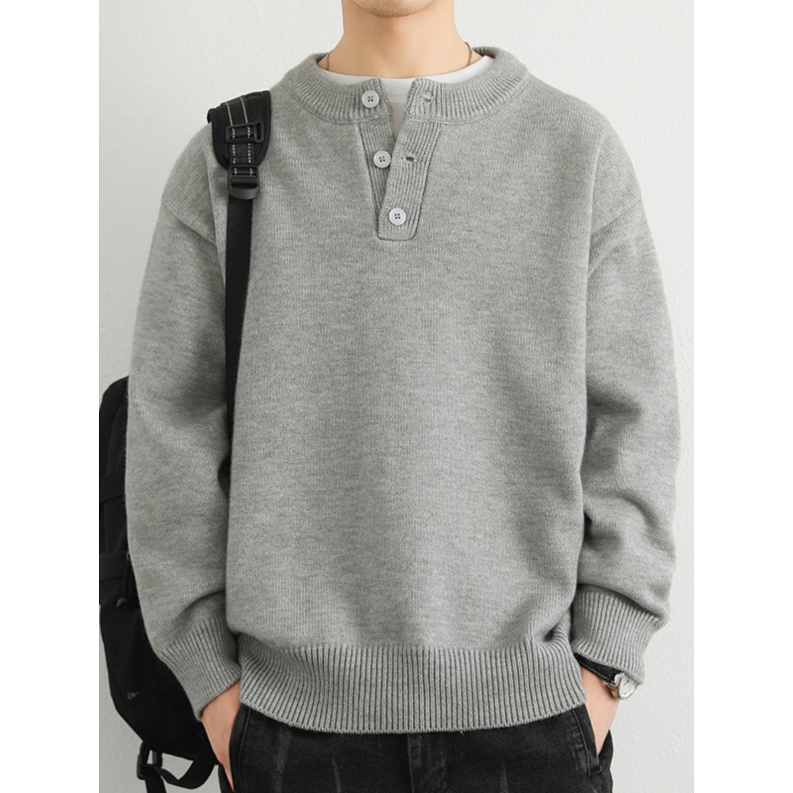 加绒高级感亨利领毛衣男2025秋冬季新款纽扣领内搭男士打底针织衫,户外/登山/野营/旅行用品,作训外套/套装/野战套装,淘宝优惠券,粉丝福利购,淘宝优惠卷