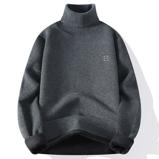 高领一体绒毛衣男士冬季潮牌加厚保暖内搭打底针织衫男款冬装线衣