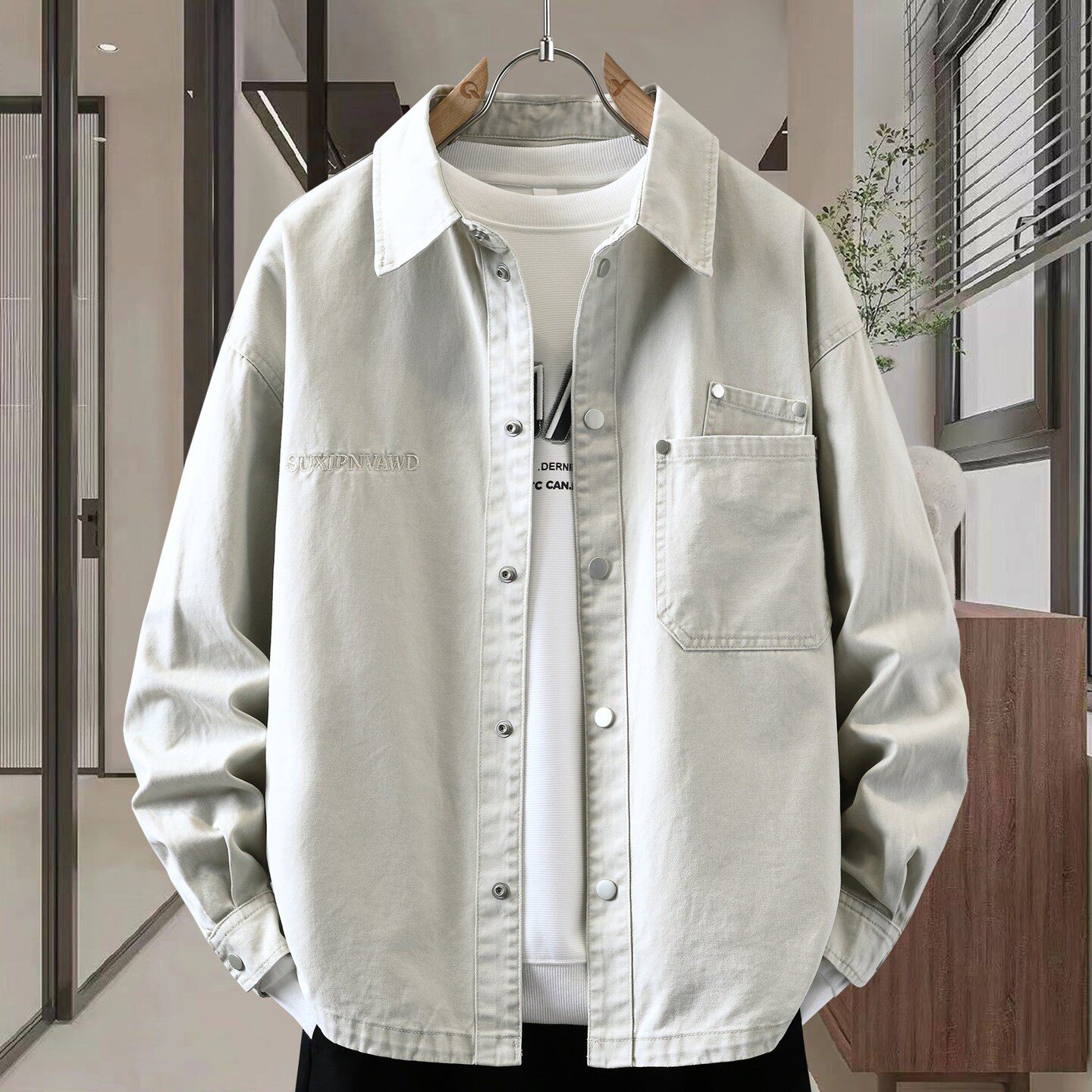 牛仔衬衫男款春秋季2025年新款潮牌工装宽松休闲衬衣男外套上衣服