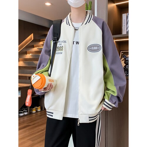 春秋季新款夹克男初中高中学生帅气棒球服外套青少年大童男装上衣