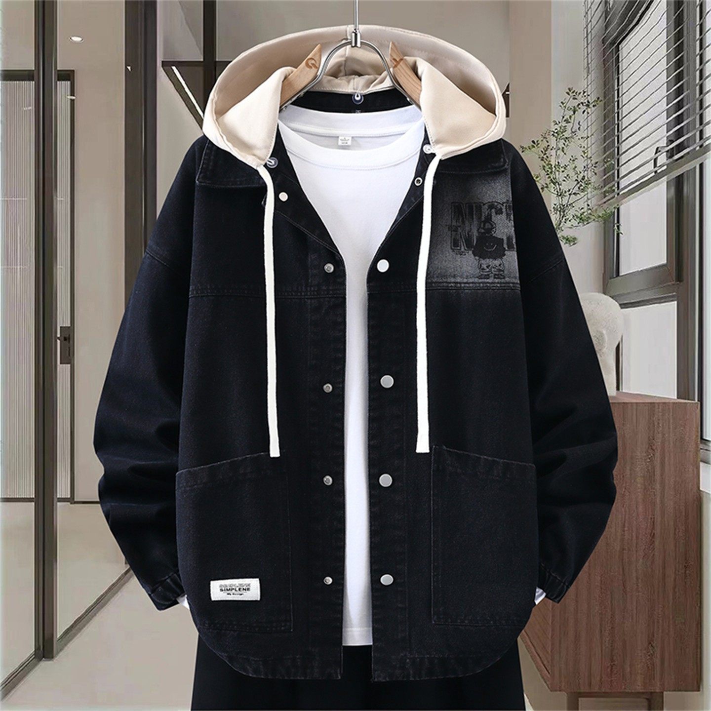 2025冬季新款可脱卸帽牛仔外套加绒男生港风加厚宽松翻领夹克男装,运动服/休闲服装,运动套装,淘宝优惠券,粉丝福利购,淘宝优惠卷