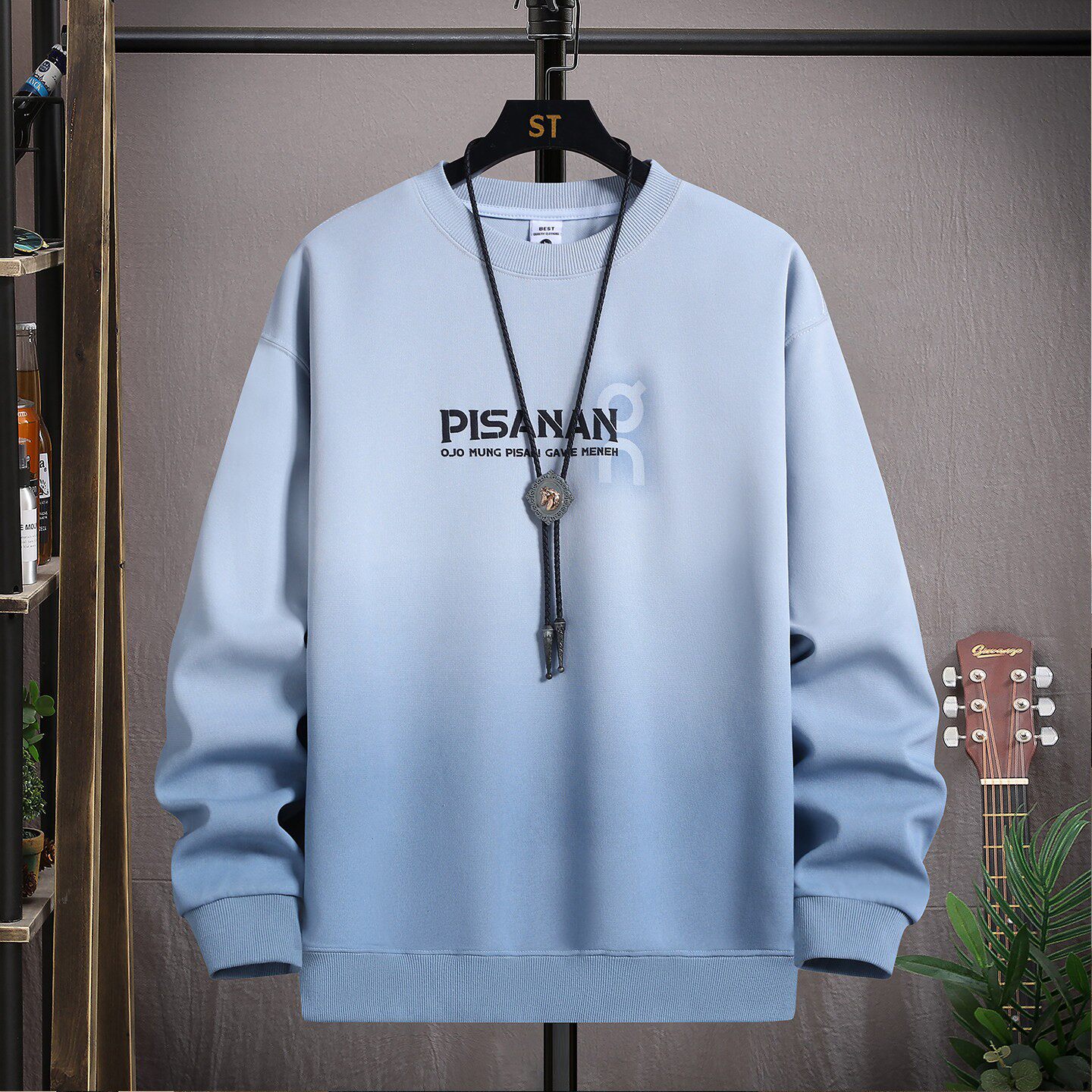 渐变新款春秋季圆领卫衣男孩初中高中学生长袖t恤青少年大童男装