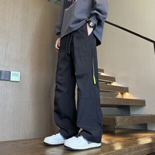 秋冬季休闲裤子男孩初中生学生加绒冲锋裤青少年大童直筒运动长裤