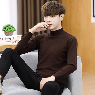 半高领毛衣男秋冬季韩版修身舒适纯色中领针织打底衫男士潮流线衣