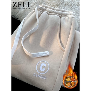 束脚卫裤男秋冬季新款加绒加厚九分休闲裤子男生潮流百搭运动长裤