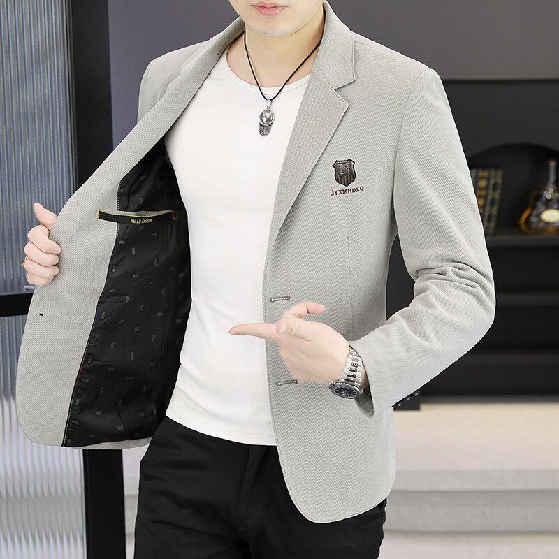 春秋季新款休闲西服男士韩版修身百搭痞帅单西青年轻奢小西装外套