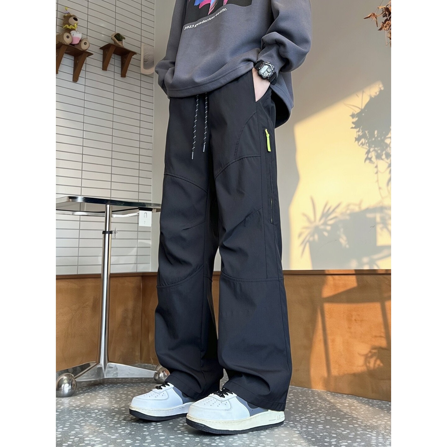 2026新款春秋直筒裤子男孩初中学生休闲长裤青少年大童户外冲锋裤