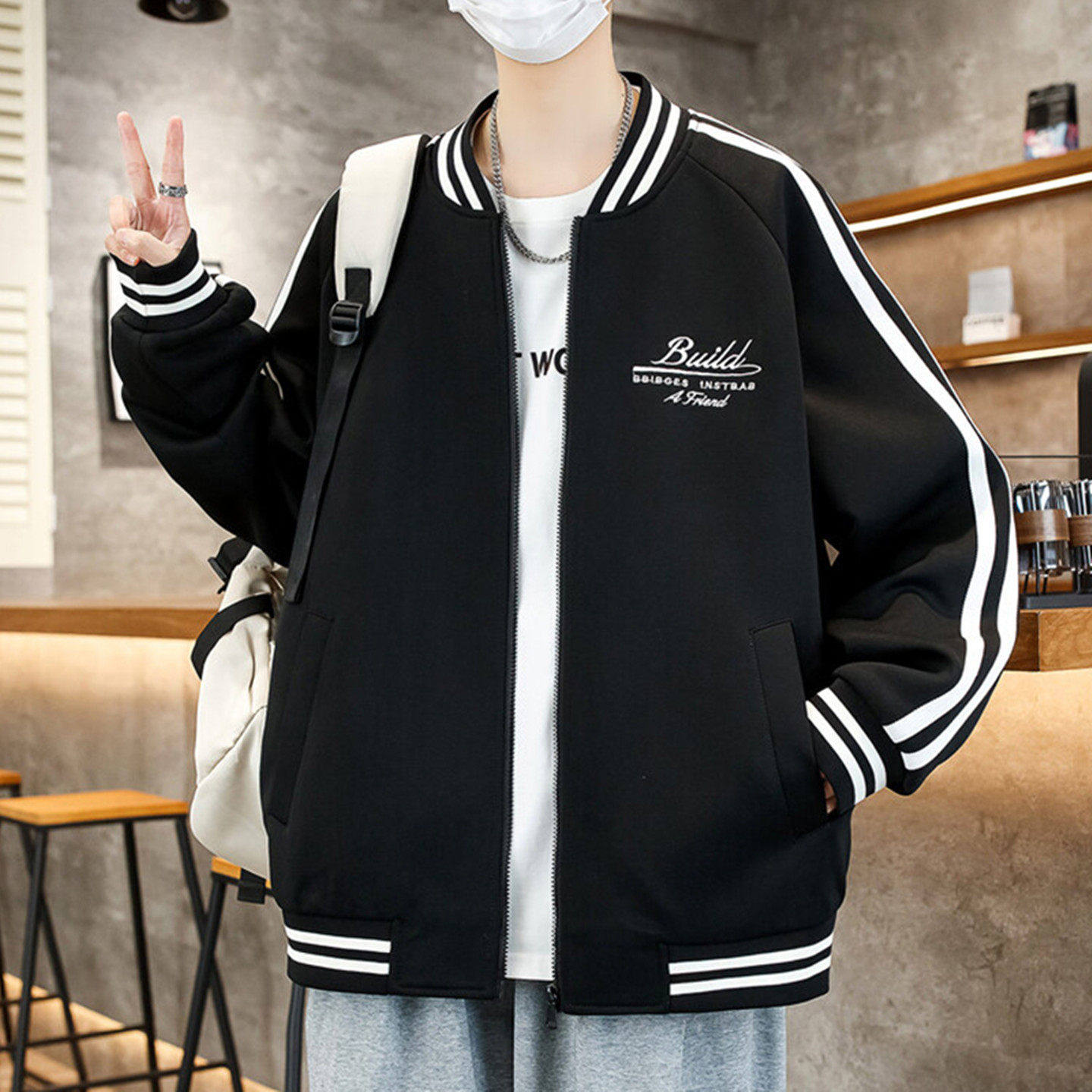 春秋季新款棒球服外套男初中高中学生帅气夹克青少年大童春装褂子