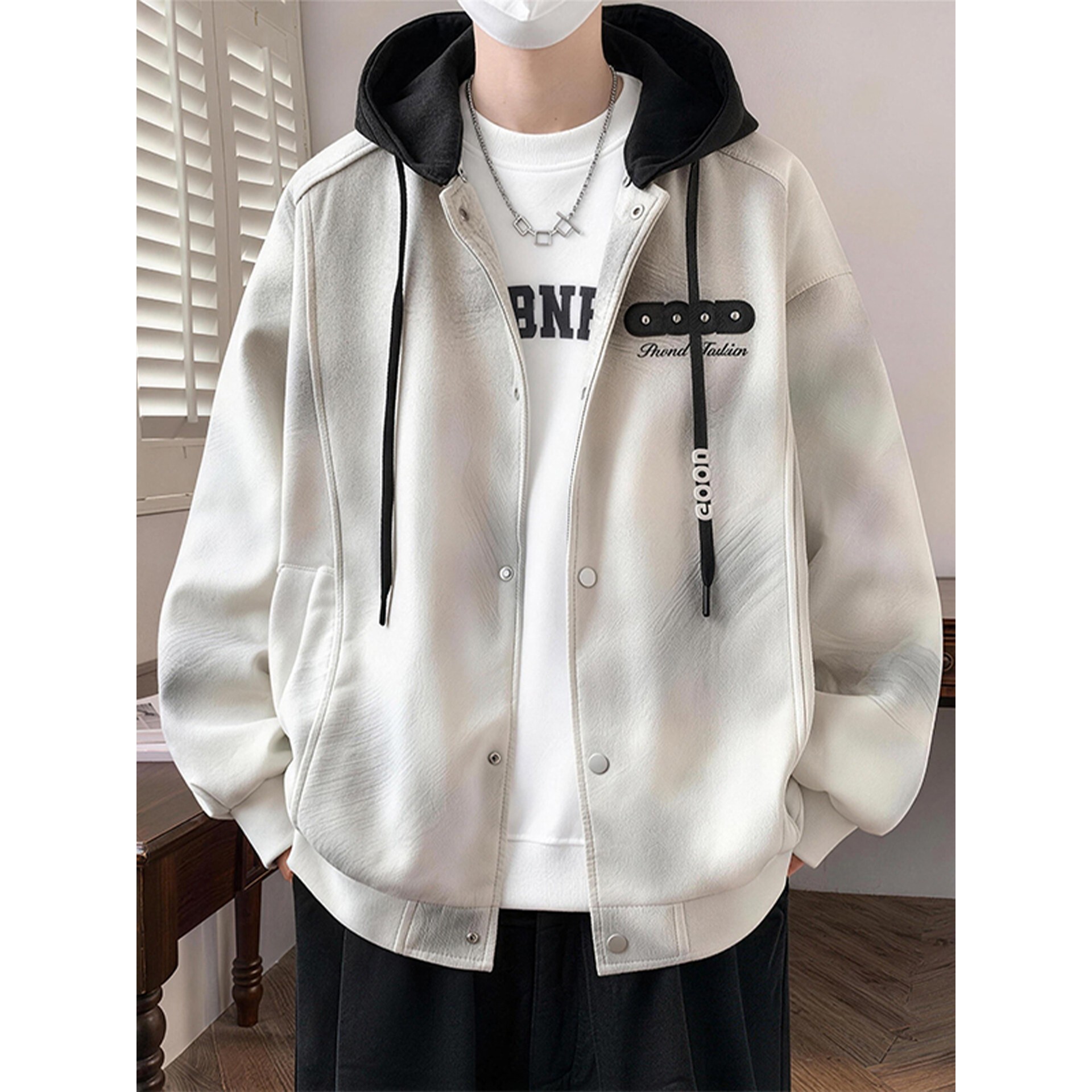 2026春季青少年穿搭时尚扎染可脱卸帽夹克宽松有型百搭男生外搭