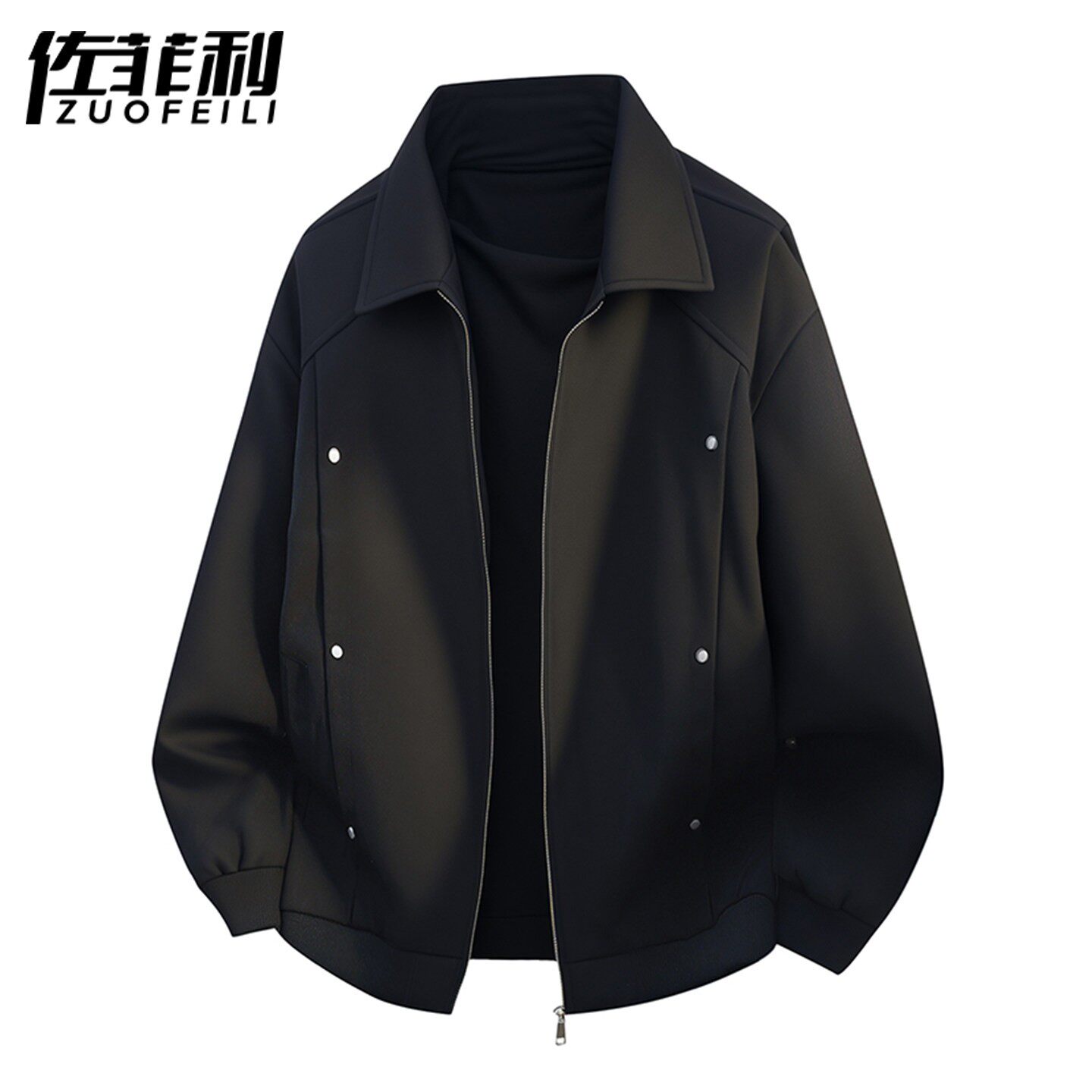 廓形夹克男春秋季2026新款宽松翻领春装衣服男铆钉结构青少年外套